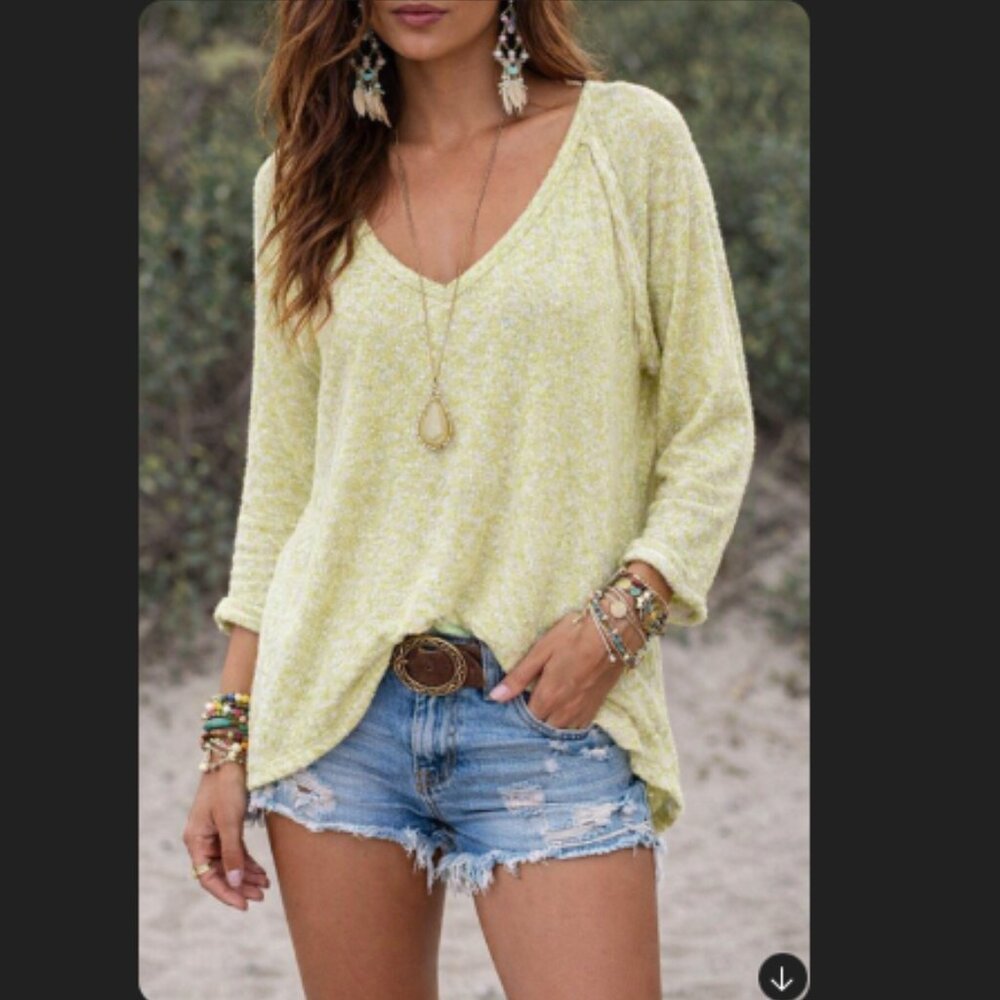 Urban Outfitters Sweater Summer Lightweight Oversized Knubby Lime Size XS Small